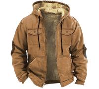 Uomo Giacca In Pile Plaid Peluche Spessa Giubbotto Imbottito Vintage Con Risvolto Fodera Caldo Giacca In Pile Casual Manica Lunga Comodo Cappotto Con Cappuccio Autunno Inverno Felpa Con Cerniera