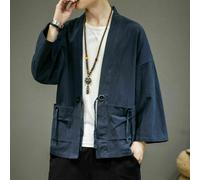 Uomo Giapponese Kimono Cardigan Manica Lunga Yukata Giacca Vintage