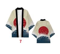 Uomo Giapponese Kimono Dragon 3/4 Maniche Aperto Davanti Cappotto Accappatoio