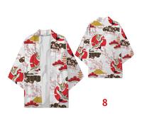 Uomo Giapponese Kimono Dragon 3/4 Maniche Aperto Davanti Cappotto Accappatoio