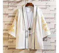 Uomo Giapponese Kimono Giacca Dragon Cardigan Largo Cappotto Top Ricamato Rétro