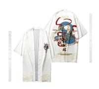 Uomo Giapponese Serpente Motivo Kimono Cappotto Cardigan Lungo Yukata Giacca