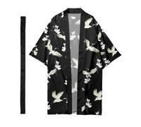 Uomo Giapponese Stile Etnico Crane Motivo Kimono Rétro Cardigan Cappotto Outdoor