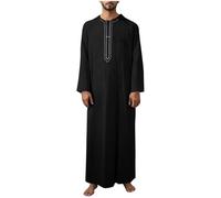 Uomo Girocollo Giacche Outfit Accappatoio Accappatoi per Uomo Manica Corta Lungo Musulmano Strappato Inverno Autunno Abiti 2025, Q-274 Nero, S