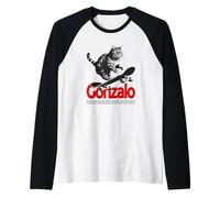Uomo GONZALO - Nome ragazzo simpatico con gatto e skateboard Maglia con Maniche Raglan