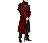 Uomo Gothic Frack, Steampunk, cappotto lungo da uomo, classico, con chiusura lampo, stile retrò vittoriano, da passeggio, teatro, performance, costume per cosplay, Halloween