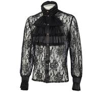 Uomo Gotico Camicia Maglietta Rinascimento Vittoriano Medievale Steampunk Pizzo
