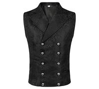 Uomo gotico steampunk medievale abbigliamento frack cappotto gotico gilet da uomo slim fit giubbotto formale matrimonio festa gotico steampunk pelle halloween utility kilt, D nero, M