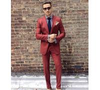 Uomo Granata Abito Moda un Pulsante Designer Sposo Matrimonio Cena Abito Giacca+