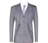 Uomo Grigio 3 Pezzi Abito Principe di Galles Quadri Classico Misura Fit da Sposa