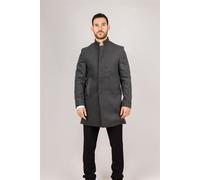 Uomo Grigio Colletto Verticale Misto Lana Cappotto Misura Fitsmart & Formale