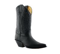 Uomo Grinders BUFFALO Nera pelle Stivali Slip On Western Cowboy Stivali