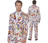 Uomo Groovy Stand Fuori Abito Adulti Hippy Psichedelico 60s Pace Costume M-XL