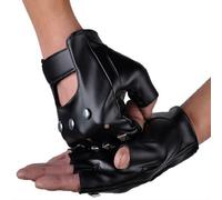 Uomo Guanti Borchie Rivetto Punk Gotico Vintage senza Dita PU Pelle Danza Guida