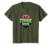 Uomo Halloween Zombie Mode Spooky Undead Graphic Maglietta, Bambini, Oliva, 12 Anni