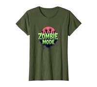 Uomo Halloween Zombie Mode Spooky Undead Graphic Maglietta, Donna, Oliva, S
