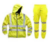 Uomo Hi Vis Alta Visibilità Tuta Felpa con Cerniera & da Jogging Sicurezza