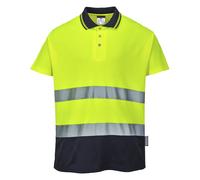 Uomo Hi-Vis Cotone Contrasto Polo Assorbimento Umidità 40 + Upf Nominale Tessuto