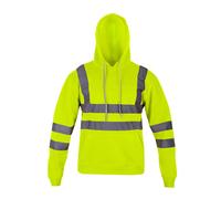 Uomo Hi Vis Felpa Fluorescente Lavoro Sicurezza Zip Pullover Sopra S AD 5XL