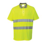 Uomo Hi-Viz Cotone Comfort Polo 40 + Upf Qualificato Assorbimento Umidità