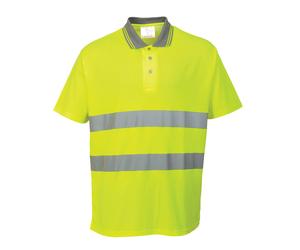 Uomo Hi-Viz Cotone Comfort Polo 40 + Upf Qualificato Assorbimento Umidità