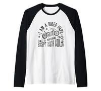 Uomo I Am A Biker Papa Frase Divertente per Nonno Motociclista Maglia con Maniche Raglan