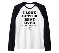 Uomo I Look Better Bent Over Book See Back for Details Peach Butt Maglia con Maniche Raglan