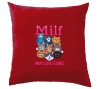 Uomo i Love Donna Milf - Cuscino - Gatto Carino Divertente Pazzo