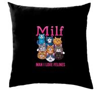 Uomo i Love Donna Milf - Cuscino - Gatto Carino Divertente Pazzo