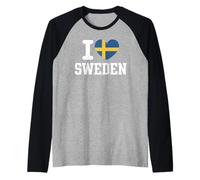Uomo I Love Sweden Heart Swedish Maglia con Maniche Raglan