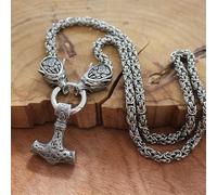 Uomo in Acciaio Inox Collana Collana Ciondolo Nordico Amuleto Etnico Gioielli, Wolf Head And Chain4, 80cm