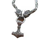 Uomo in Acciaio Inox Collana Collana Ciondolo Nordico Amuleto Etnico Gioielli, Wolf Head And Chain5, 90