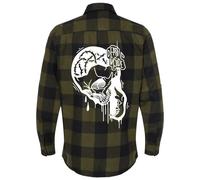 UOMO InkAddict DEAD INSIDE FLANELLA VERDE / NERO PICCOLO-2XLARGE