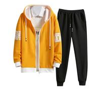 Uomo Invernale Tuta Ginnastica - Stampato Set Tuta da Jogging Fitness Leggera Casual Completo Autunnale Camicia Sportiva per lo Sport con Cappuccio e Pantaloni Sportivi Autunnale Confortevole