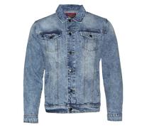 Uomo Jeans Giacca Sbiadito Cotone Premium con Bottoni Slim Fit Etichetta Rossa