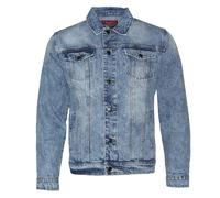 Uomo Jeans Giacca Sbiadito Cotone Premium con Bottoni Slim Fit Rosso Etichetta