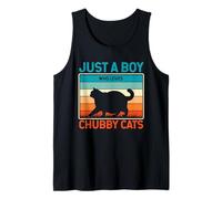 Uomo Just A Boy Who Loves Chubby Cats Retro Tramonto Canotta
