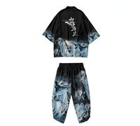 Uomo Kimono Cappotto Giacca Top Pantaloni Retro Giapponese Neve Montagna