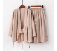 Uomo Kung Fu Suit Cinese Tradizionale Lino Hanfu Set Kimono Top E Corto Pants