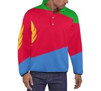 Uomo Largo Stampa Eritrea Bandiera Felpa Casual Scollo Grande Bottoni Facile da Indossare Morbido Pelle Morbida Caldo Classico Stile Street Strati per Outdoor E Pendolari