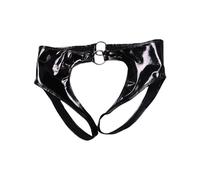 Uomo Lattice Intimo Similpelle Boxer Slip Traforato Sexy Apri-Inguine