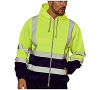 Uomo Lavori Su Strada Alta Visibilità Felpe Con Cappuccio Manica Camicetta KEERADS Hi Viz Lavoro Riflettente Gegenüber Felpa Vita Gilet Sicurezza/Gilet Lavoro/Giacca (Verde, verde, XXXL