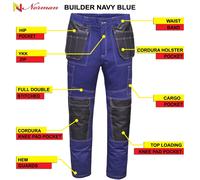 Uomo Lavoro Pantaloni Cargo Combattimento Ginocchio Pad Tasche IN Cordura Norman