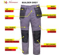 Uomo Lavoro Pantaloni Cargo Combattimento Ginocchio Pad Tasche IN Cordura Norman
