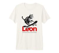 Uomo Leon - Nome Ragazzo Simpatico con Gatto e Skateboard Maglietta Premium