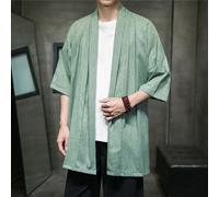 Uomo Lino Kimono Cappotto Sciolti Lungo Accappatoio Top Aperto Ant Yukata Giacca