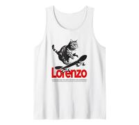 Uomo LORENZO - Nome ragazzo simpatico con gatto e skateboard Canotta