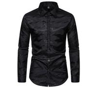 Uomo Lucido Camicia Pulsante Camicetta Raso Dance Show Slim Festa Palco Costume