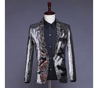 Uomo Lucido Lustrini Suit Giacca Blazer Slim Matrimonio Ballo Sera Cena Chic