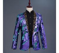 Uomo Lucido Lustrini Suit Giacca Blazer Slim Matrimonio Ballo Sera Cena Chic